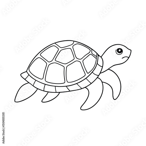 Monochrome sea turtle glides with a patterned shell and a transparent backdrop shows its movement