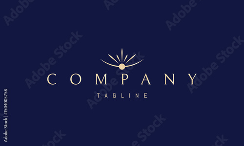 Vector golden logo with an abstract image of a shining pearl and the moon.