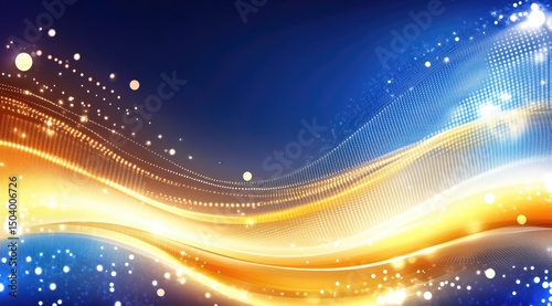 Abstract digital wave design with gold and blue