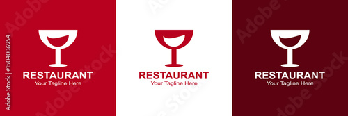 Elegant Restaurant Logo with Wine Glass - Editable EPS Vector