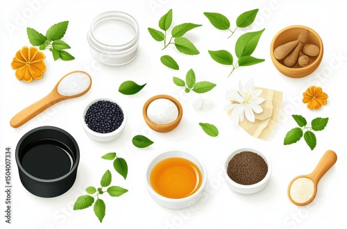 Isometric top-down vector herbal