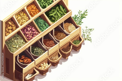 Isometric view of traditional Thai medicine