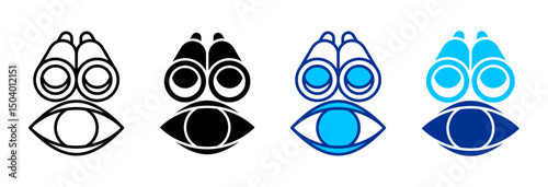 Binoculars Icon Set Multiple Style Vector Illustration