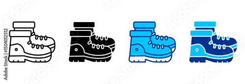 Boots Icon Set Multiple Style Vector Illustration