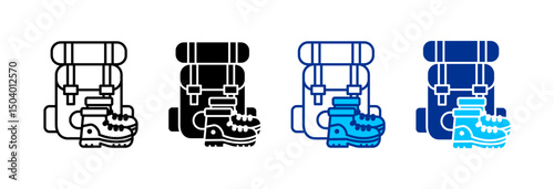 Hiking Icon Set Multiple Style Vector Illustration