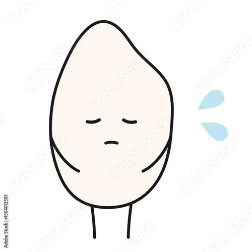 しょんぼりした表情のお米のイラスト