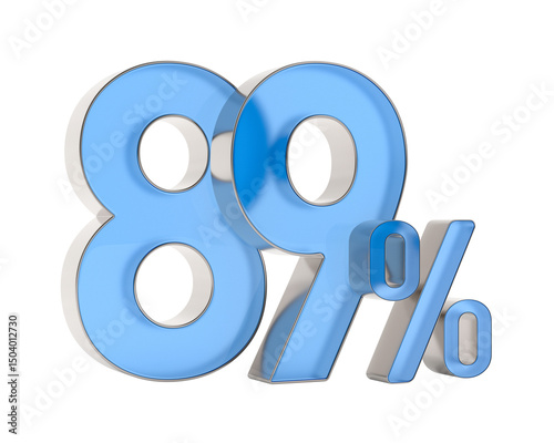 Eighty nine percent on white background. Isolated 3D illustration