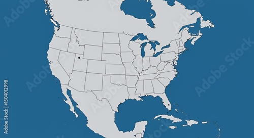 Simple Map of North America, Focusing on United States