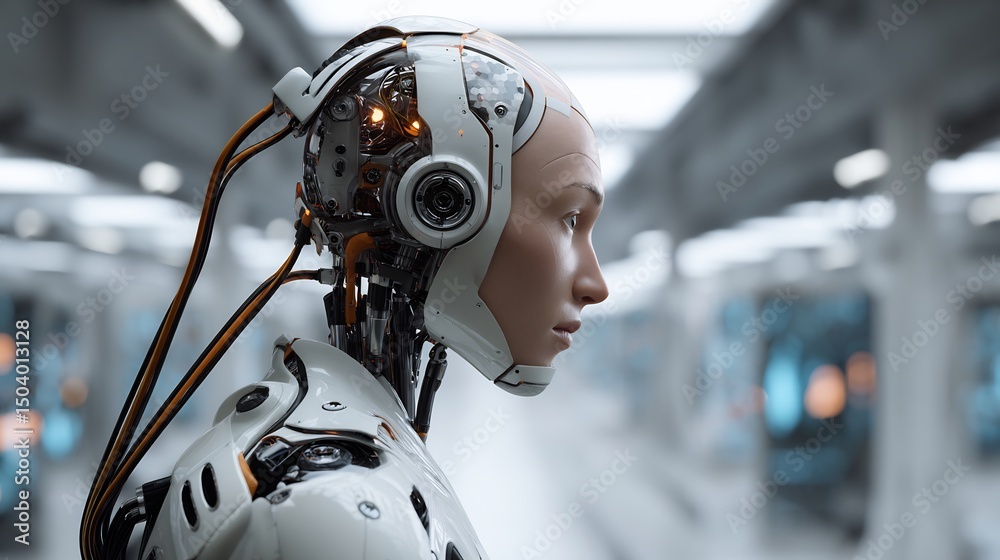 Fototapeta premium Profile view of a futuristic robot.