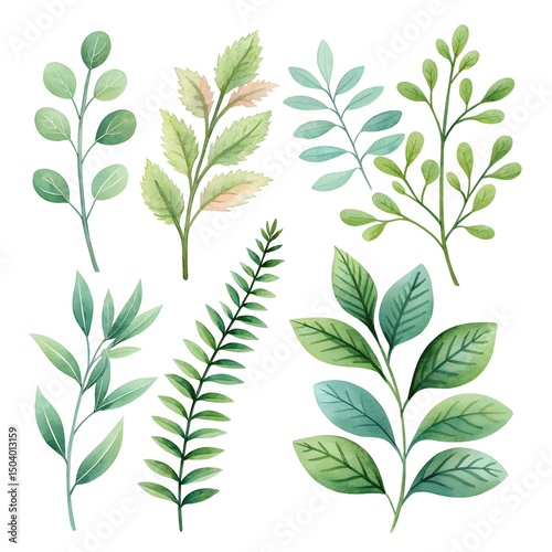 Wallpaper Mural seamless pattern with green leaves Torontodigital.ca