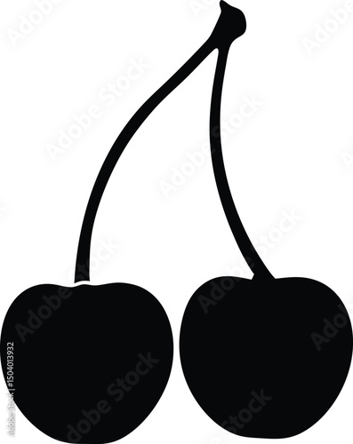 Cherry fruits vector silhouette, cherry fruit icon, black silhouette vector illustration