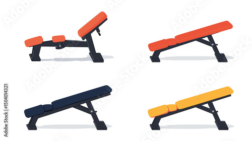 Adjustable Fitness Benches in Various Colors for Workout and Strength Training Exercises
