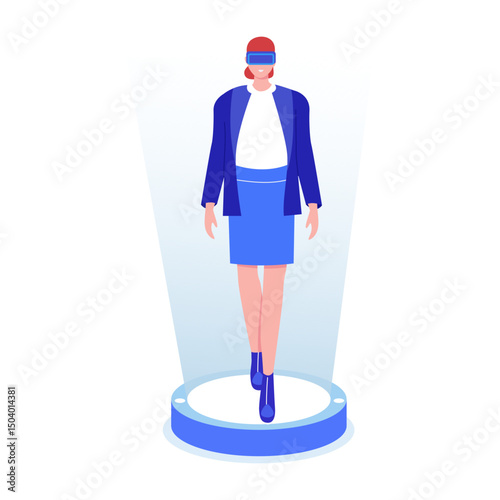 A flat style illustration showing vr fashion