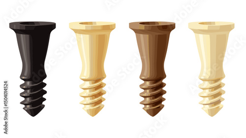 Assorted Screws in Black, Brown, Tan and Beige Colors for Construction and Hardware Applications
