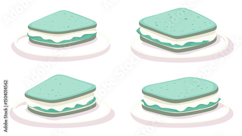 Assorted Square Cream-Filled Dessert Squares on a White Plate With Colorful Frosting
