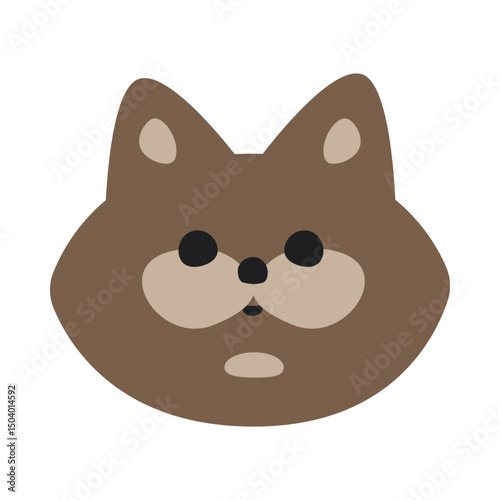 Cute face cat avatar. Isolated on white background. Universal print for printing, mosaic, puzzles and machine embroidery. Animal full face, funny pictogram. Vector illustration.