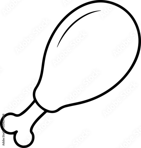 chicken drumstick outline coloring book page line art vector illustration