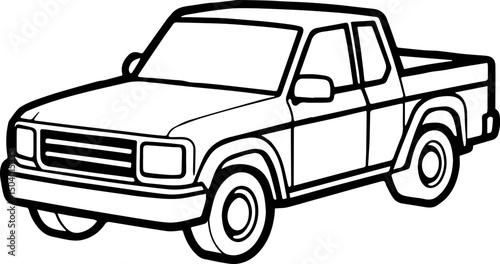 compact pickup outline coloring book page line art vector illustration