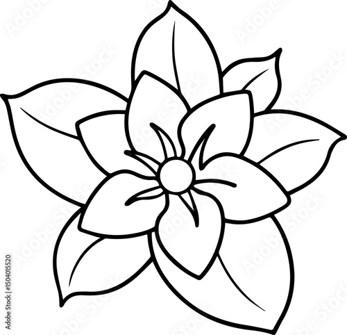 jasmine flower outline coloring book page line art vector illustration