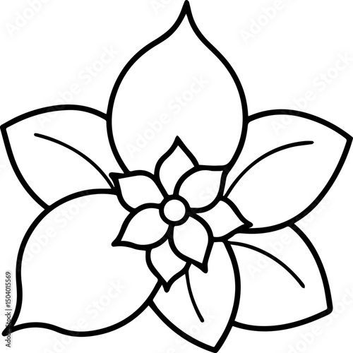 jasmine flower outline coloring book page line art vector illustration