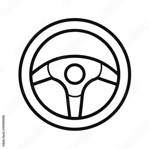 car steering wheel outline icon isolated on white background
