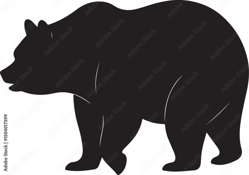 Fototapeta premium Bear Silhouette Vector Clipart Set 
