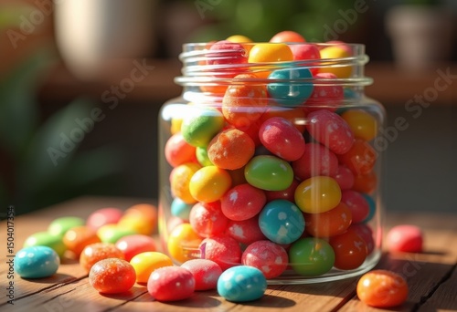 vibrant assorted colorful candy jar shadows sweet treats confectionery display bonbon lollipop jellybean taffy, sweets, bright, sugar, delicious, tasty