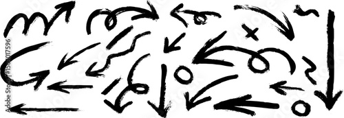 Arrow Set Grunge Brush Stroke Style