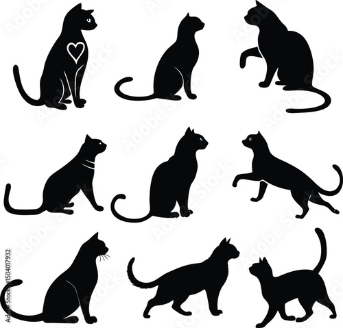 Cat Silhouettes, Black Cat Clipart Bundle, Cat SVG Bundle, Cats PNG, Cats SVG, Black Cat Vector Illustrations,CATS Bundle SVG, Cat SVG, Cats Svg Cut Files for Cricut, Cats Clipart, Cats Vector