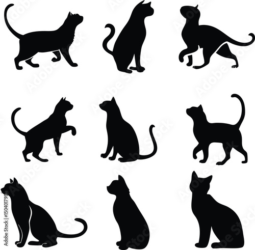 Cat Silhouettes, Black Cat Clipart Bundle, Cat SVG Bundle, Cats PNG, Cats SVG, Black Cat Vector Illustrations,CATS Bundle SVG, Cat SVG, Cats Svg Cut Files for Cricut, Cats Clipart, Cats Vector