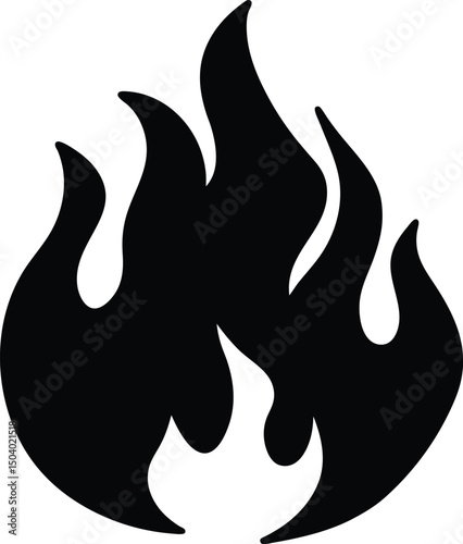 Fire flame Clipart, Fire SVG, Fire Flame Silhouette Vector