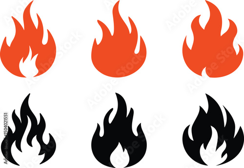 Fire flame Clipart, Fire SVG, Fire Flame Silhouette Vector