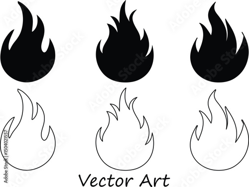 Fire flame Clipart, Fire SVG, Fire Flame Silhouette Vector