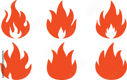 Fire flame Clipart, Fire SVG, Fire Flame Silhouette Vector