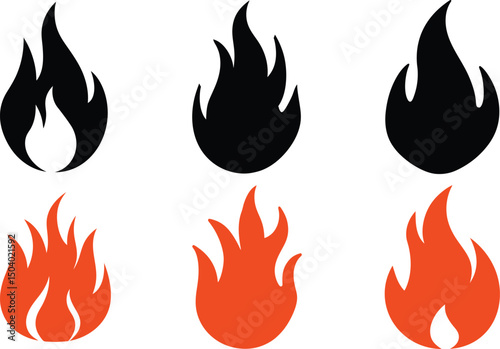 Fire flame Clipart, Fire SVG, Fire Flame Silhouette Vector