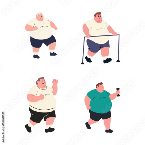Illustration of a lifestyle image of a big person exercising