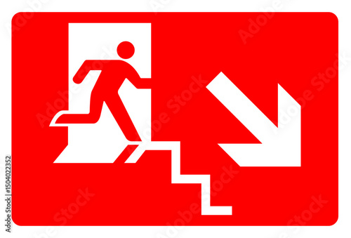Exit Down Stair Symbol Sign, Vector Illustration, Isolate On White Background Label.EPS10