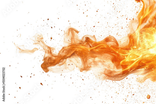 Abstract fire splash isolated on transparent background