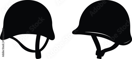 Military helmet silhouette vector, safety helmet silhouette, military helmet vector icon