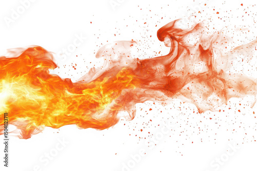 Fiery blast abstract fire design element isolated on transparent background
