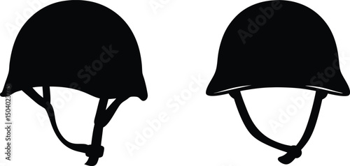 Military helmet silhouette vector, safety helmet silhouette, military helmet vector icon