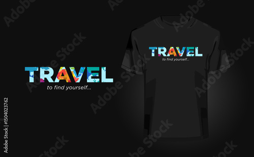 Modern colorful travel t shirt design with map, trendy, vintage style. Colorful travelling texture T shirt design for man