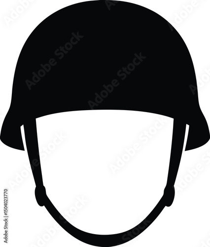 Military helmet silhouette vector, safety helmet silhouette, military helmet vector icon