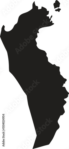 Bahrain black map silhouette vector style with white background