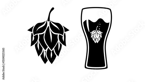 brewery logo, black isolated silhouette