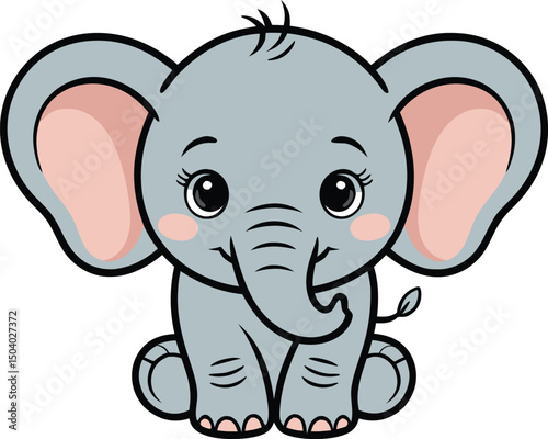 Cute Baby Elephant sitting on the floor