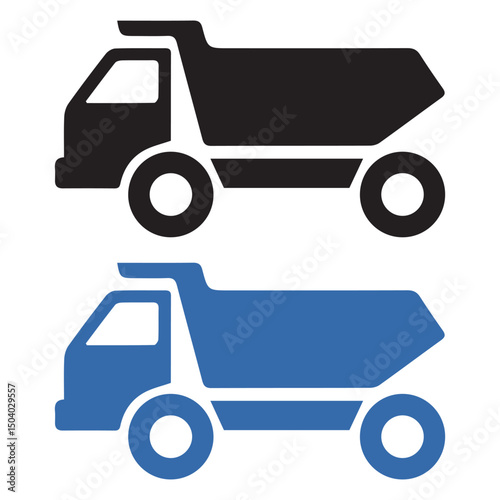  Dump Truck Icon Silhouette Vector - Construction Vehicle Illustration