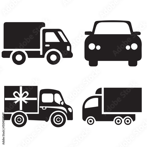 Transport Vehicle Silhouette Icons Collection