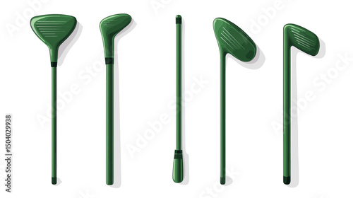 Isolated Green Golf Clubs Displayed Against White Background for Sports and Recreation