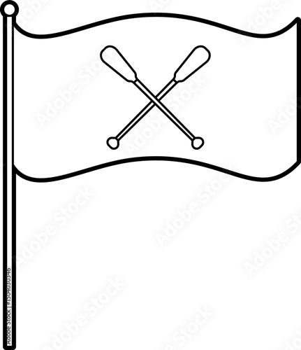 Canoe flag outline vector